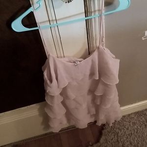 Pink ruffle sheer material tank top size large